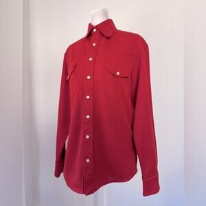 Vintage ‘70s Red Western Long Sleeve Collared Snap Button Down Shirt